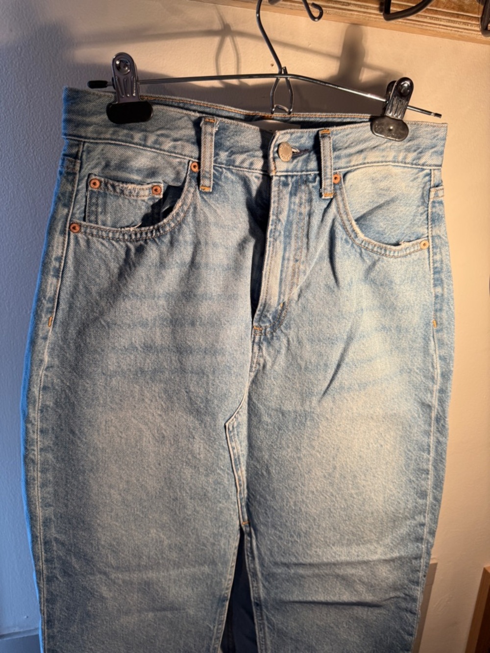 Aritzia Light Blue Denim Midi Skirt